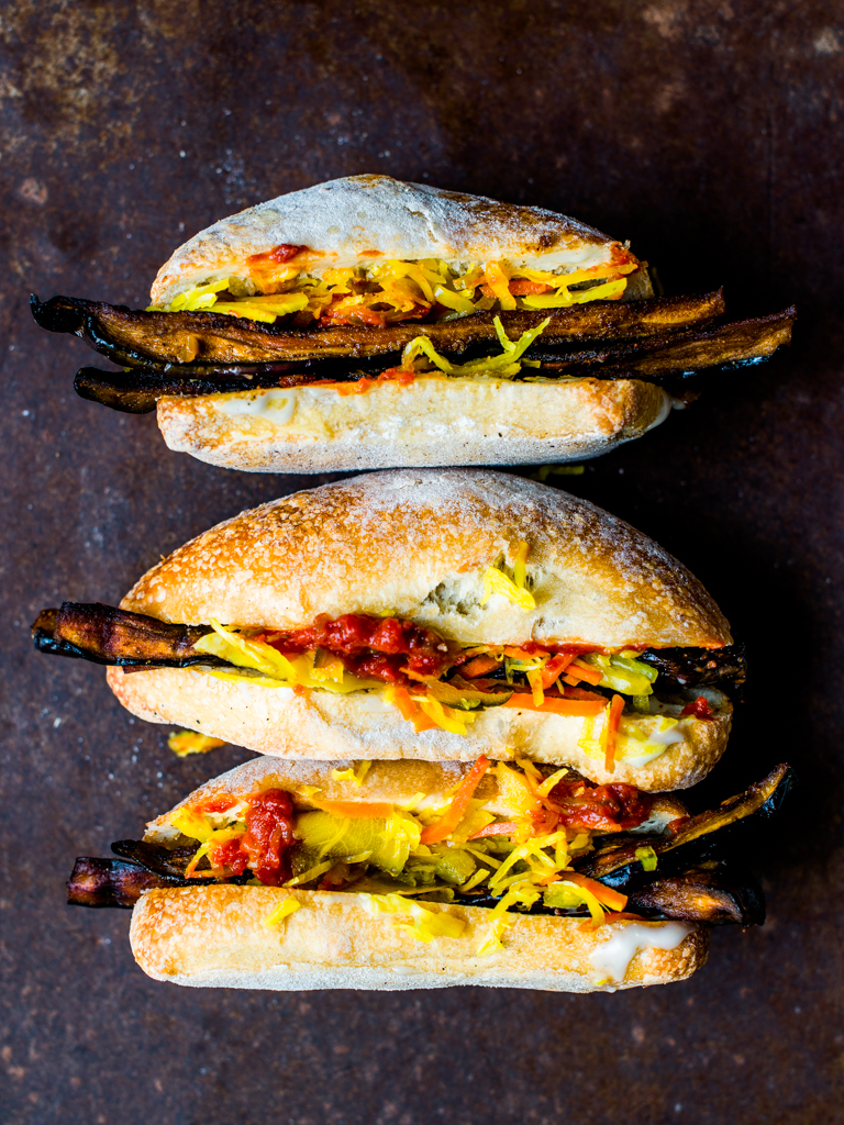 CHARRED EGGPLANT DOGS Man.Eat.Plant.